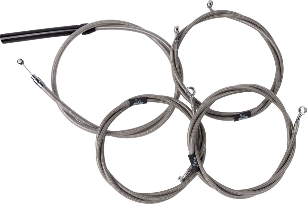 LA CHOPPERS Handlebar Cable/Brake Line Kit - Complete - 18" - 20" Handlebars - Stainless LA-8059KT2-19