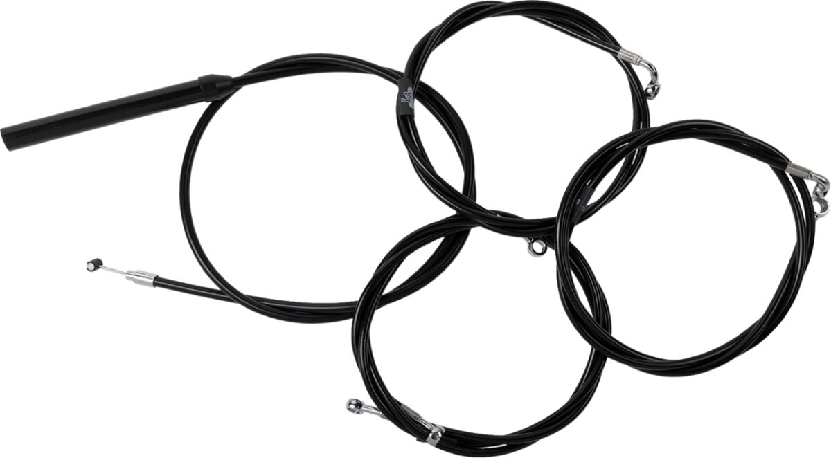 LA CHOPPERS Handlebar Cable/Brake Line Kit - Complete - 18" - 20" Handlebars - Black Vinyl LA-8059KT2-19B