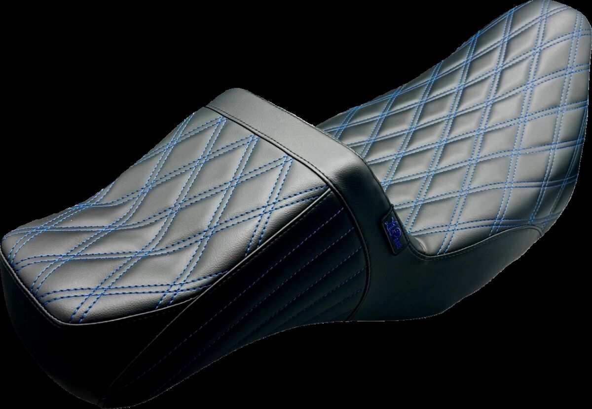 LE PERA SEAT TAILWHIP DADDY LL DBL DIAMD W/BLUE THREAD 08-23 TOURING LK-587DLDD-BLUE