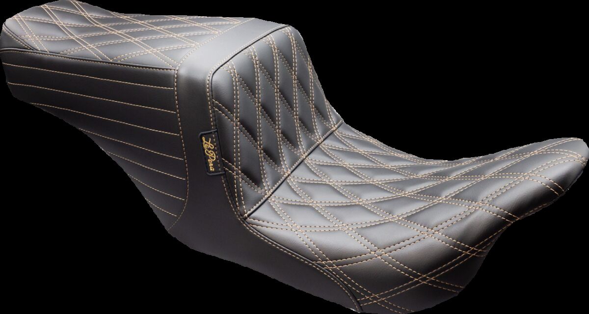 LE PERA Tailwhip Seat - Front Double Diamond w/ Chestnut Thread - Black LKU-587DD-CHET