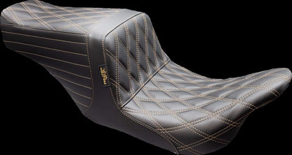 LE PERA Tailwhip Seat - Front Double Diamond w/ Chestnut Thread - Black LKU-587DD-CHET