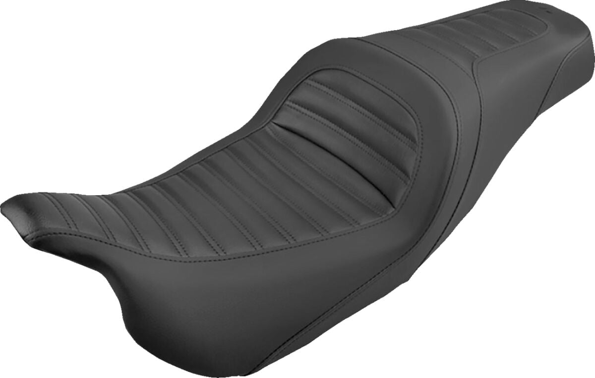 SADDLEMEN 2-UP SEAT SLIM FRONT|REAR SADDLEHYDET|SADDLEGELT BLACK 808-07B-161