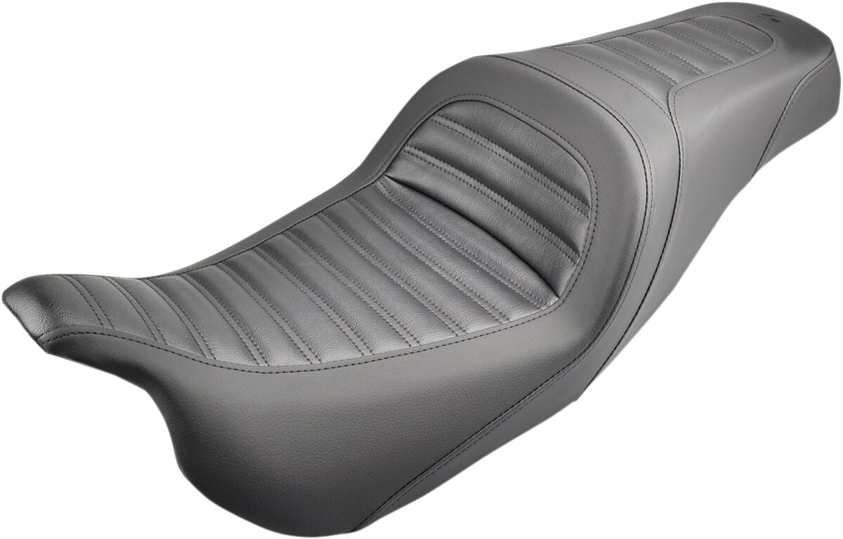 SADDLEMEN 2-UP SEAT SLIM FRONT|REAR SADDLEHYDET|SADDLEGELT BLACK 808-07B-161