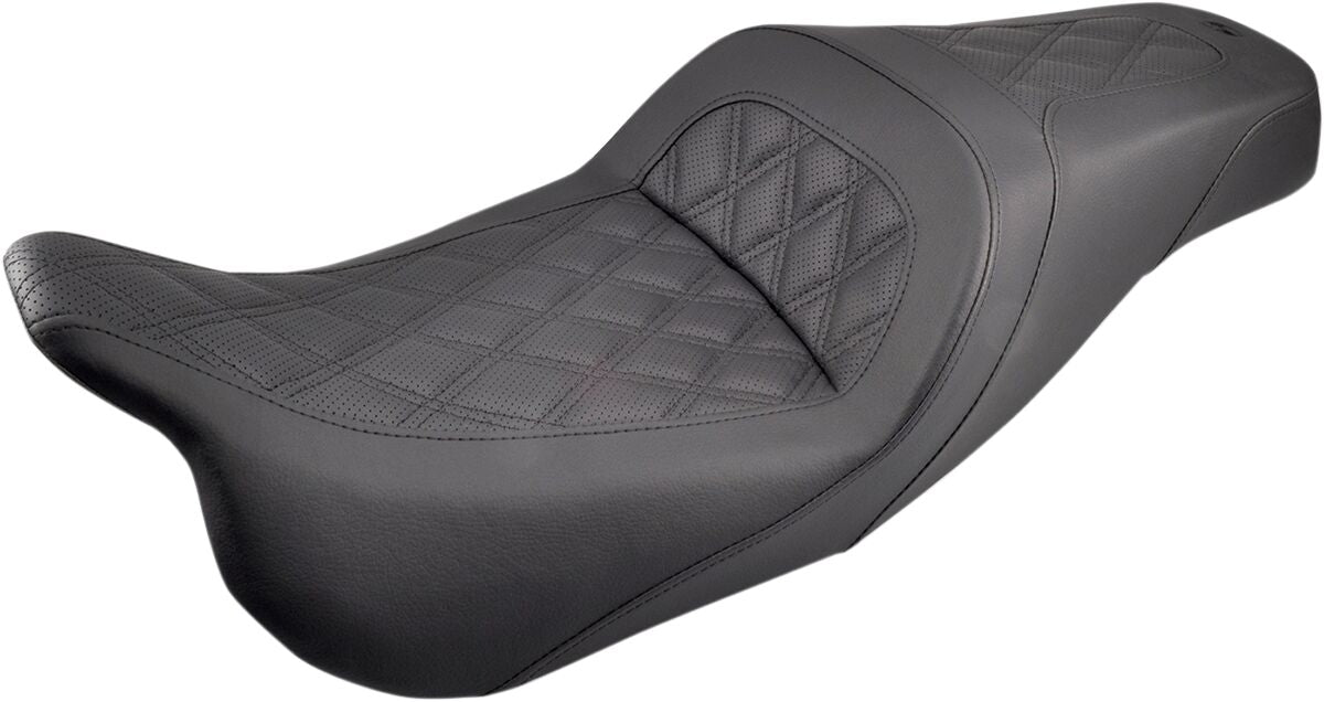 SADDLEMEN 2-UP SEAT SLIM FRONT|REAR LEATHER|SADDLEHYDET|SADDLEGELT BLACK 808-07B-162