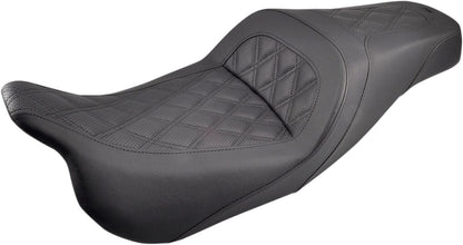 SADDLEMEN 2-UP SEAT SLIM FRONT|REAR LEATHER|SADDLEHYDET|SADDLEGELT BLACK 808-07B-162