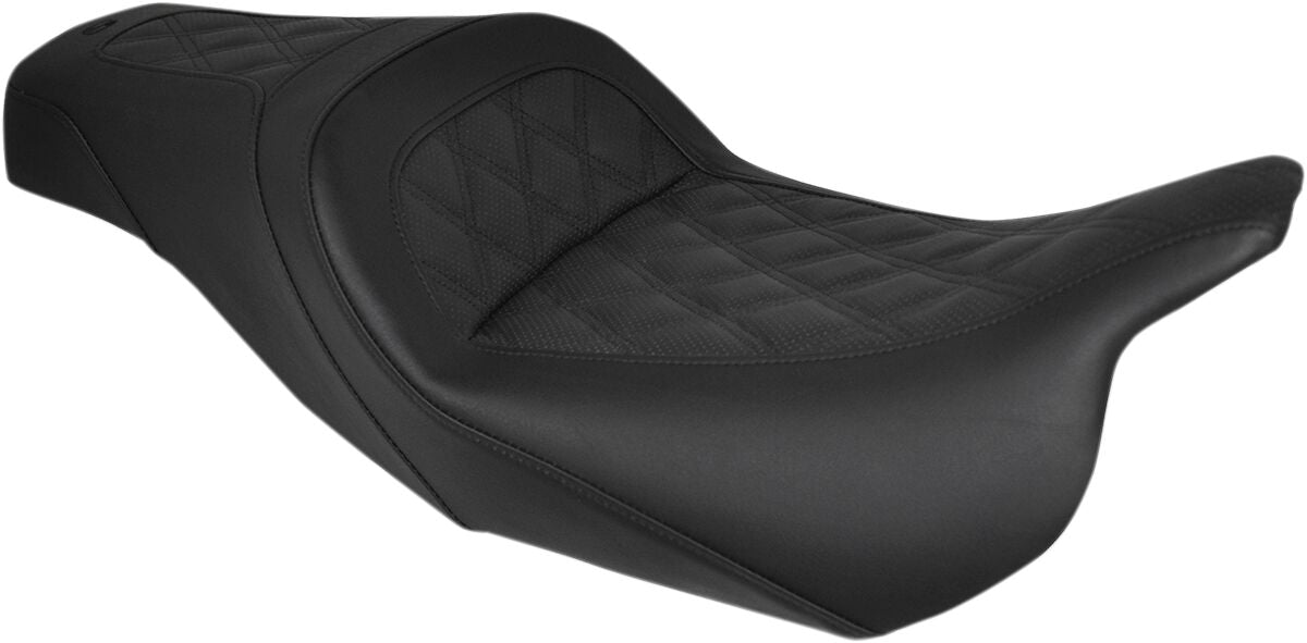 SADDLEMEN 2-UP SEAT SLIM FRONT|REAR LEATHER|SADDLEHYDET|SADDLEGELT BLACK 808-07B-162