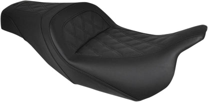 SADDLEMEN 2-UP SEAT SLIM FRONT|REAR LEATHER|SADDLEHYDET|SADDLEGELT BLACK 808-07B-162