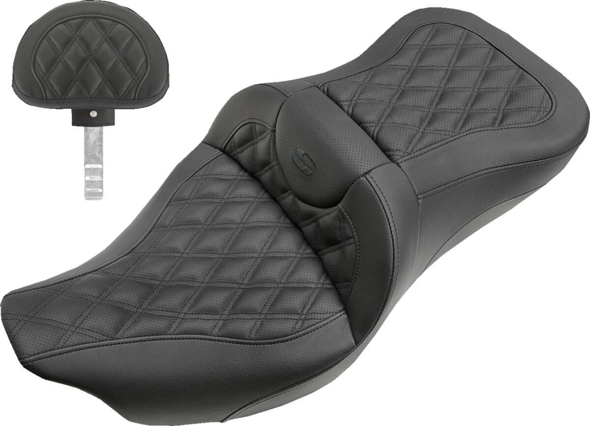 SADDLEMEN 2-UP SEAT ROAD SOFA LS FRONT|REAR LEATHER|SADDLEGELT BLACK 808-07B-184BR