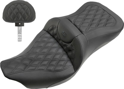 SADDLEMEN 2-UP SEAT ROAD SOFA LS FRONT|REAR LEATHER|SADDLEGELT BLACK 808-07B-184BR