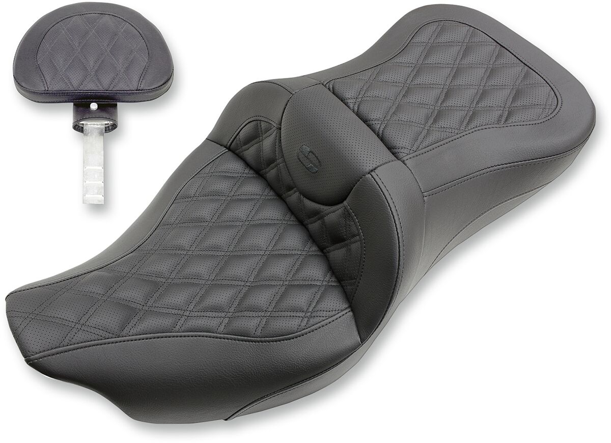 SADDLEMEN 2-UP SEAT ROAD SOFA LS FRONT|REAR LEATHER|SADDLEGELT BLACK 808-07B-184BR