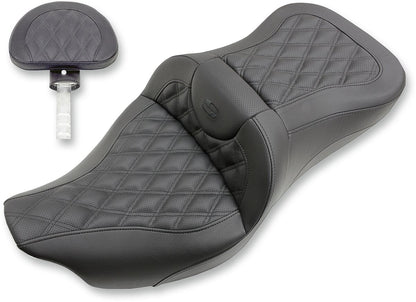 SADDLEMEN 2-UP SEAT ROAD SOFA LS FRONT|REAR LEATHER|SADDLEGELT BLACK 808-07B-184BR