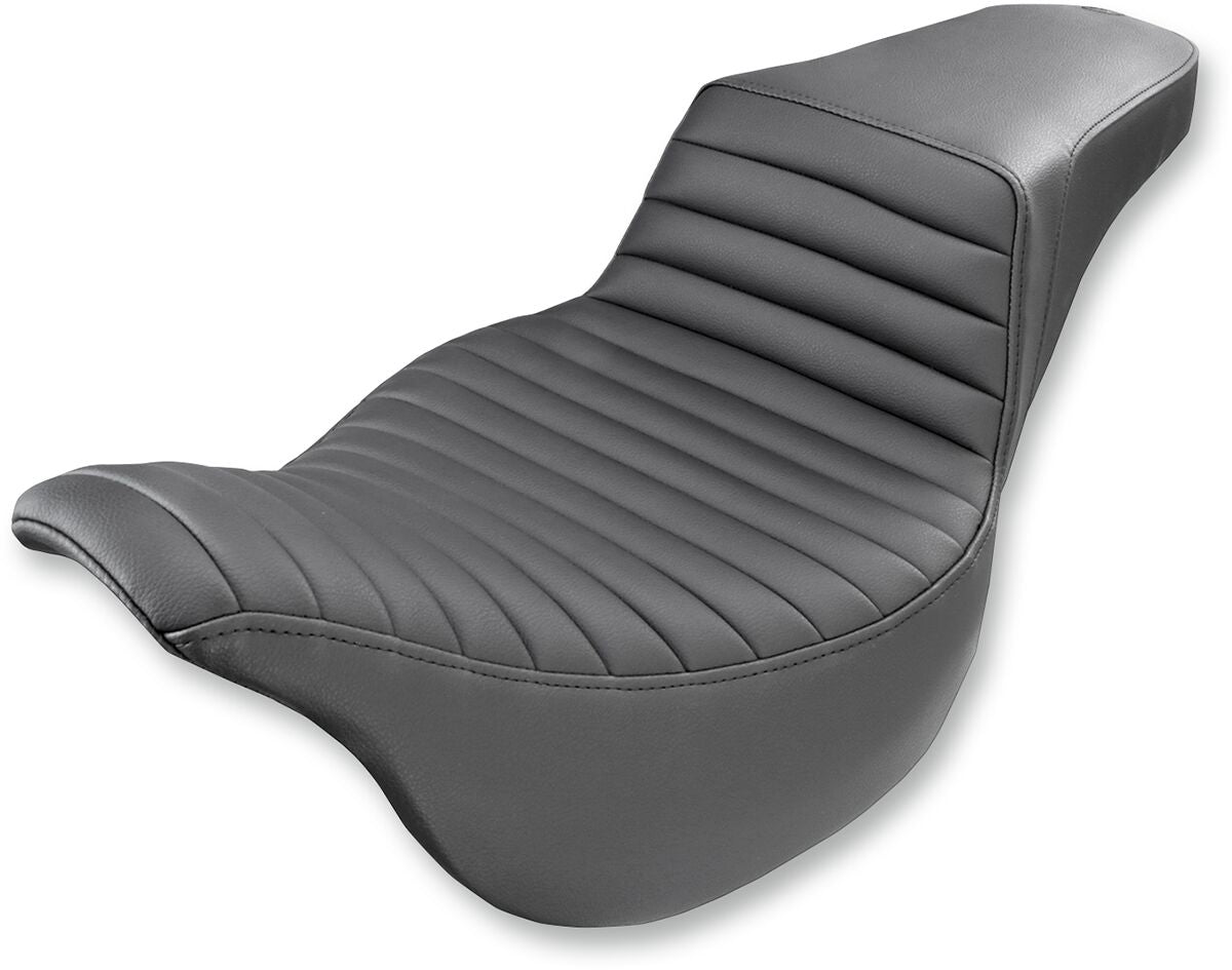 SADDLEMEN 2-UP SEAT STEP UP TR FRONT|REAR VINYL PLAIN BLACK 808-07B-171