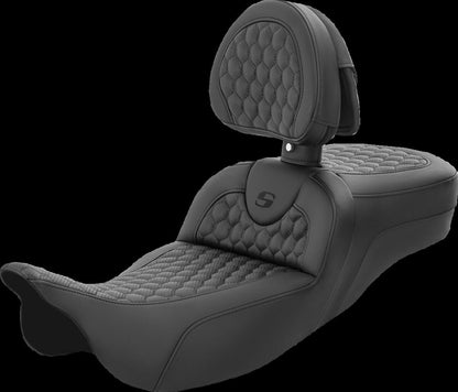 SADDLEMEN RoadSofaT Seat - Heated - with Backrest - Extended Reach 808-07B-190BR