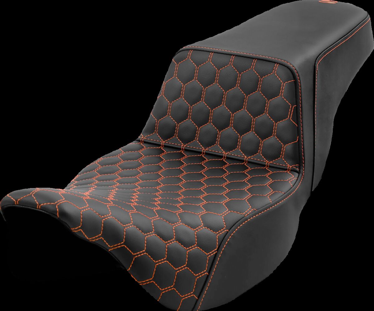 SADDLEMEN Step-Up Seat - Extended Reach - Orange Stitch 808-07B-17803