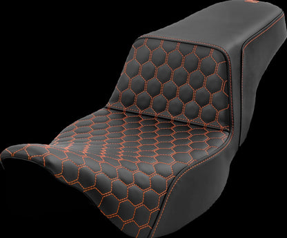 SADDLEMEN Step-Up Seat - Extended Reach - Orange Stitch 808-07B-17803