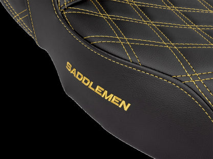 SADDLEMEN Step-Up Seat - Lattice Stitch - Gold Stitch - Extended Reach 808-07E-17507