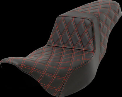 SADDLEMEN Step-Up Seat - Lattice Stitch - Red Stitch - Extended Reach 808-07E-17504