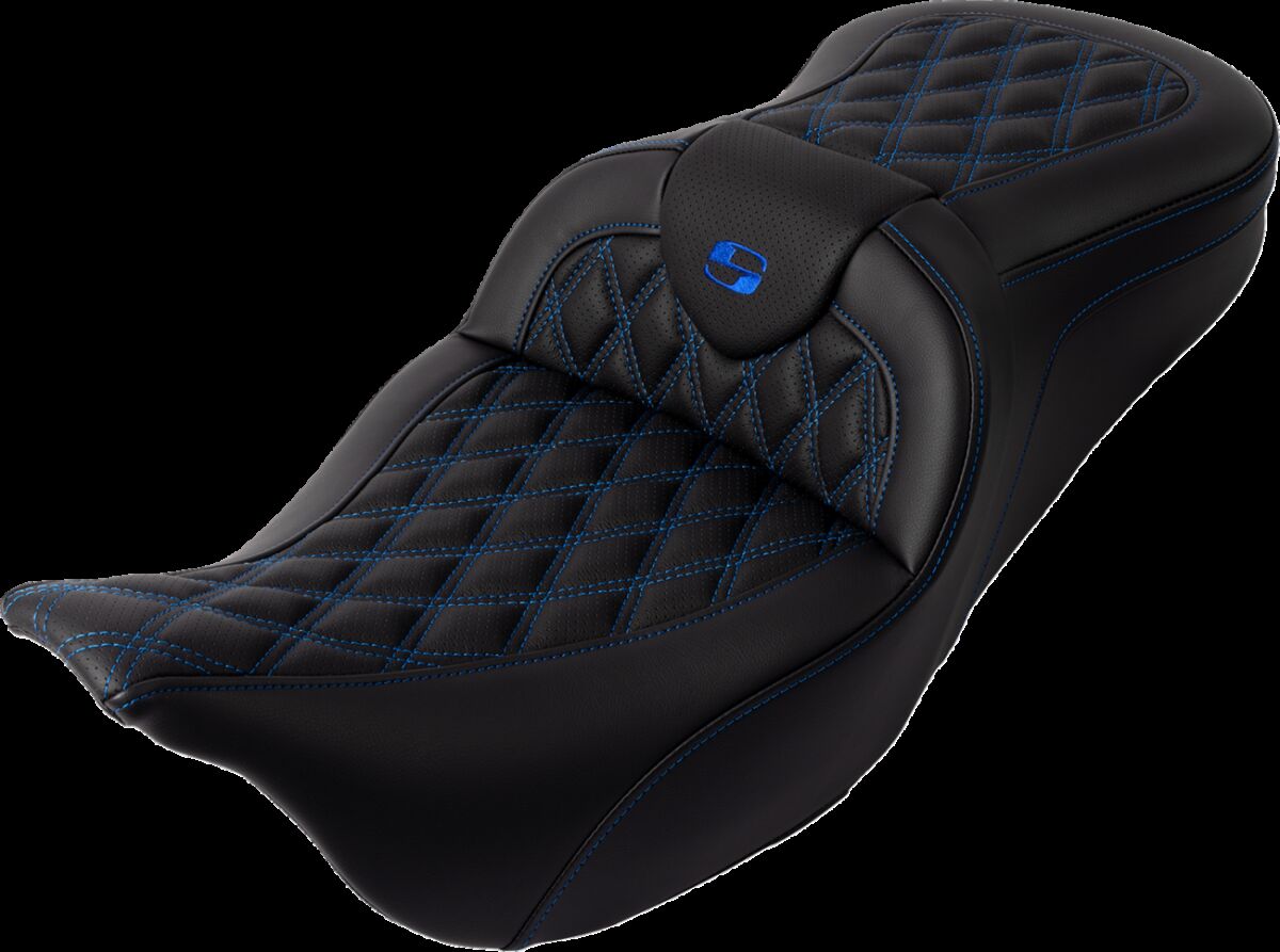SADDLEMEN SEAT ROADSOFA LS W/BR BLUE STITCH 808-07B-182B1