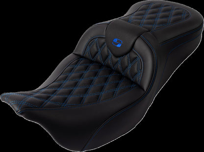 SADDLEMEN SEAT ROADSOFA LS W/BR BLUE STITCH 808-07B-182B1