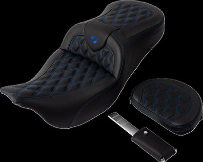 SADDLEMEN SEAT ROADSOFA LS W/BR BLUE STITCH 808-07B-182B1