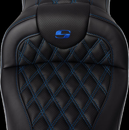 SADDLEMEN SEAT ROADSOFA LS W/BR BLUE STITCH 808-07B-182B1
