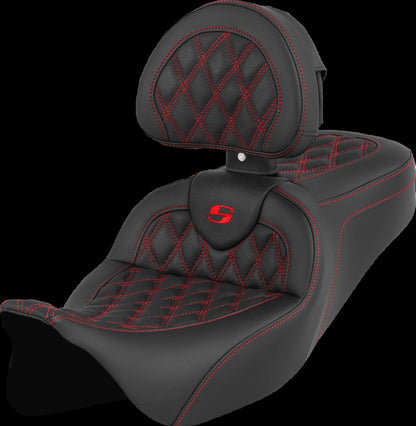 SADDLEMEN SEAT ROADSOFA LS W/BR RED STITCH 808-07B-182B4