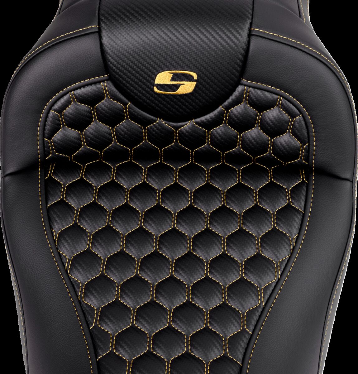 SADDLEMEN RoadSofaT Seat - Honeycomb - Gold Stitch - without Backrest 808-07B-18907