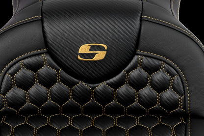 SADDLEMEN RoadSofaT Seat - Honeycomb - Gold Stitch - without Backrest 808-07B-18907