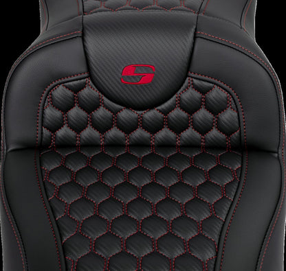 SADDLEMEN RoadSofaT Seat - Honeycomb - Red Stitch - without Backrest 808-07B-19004