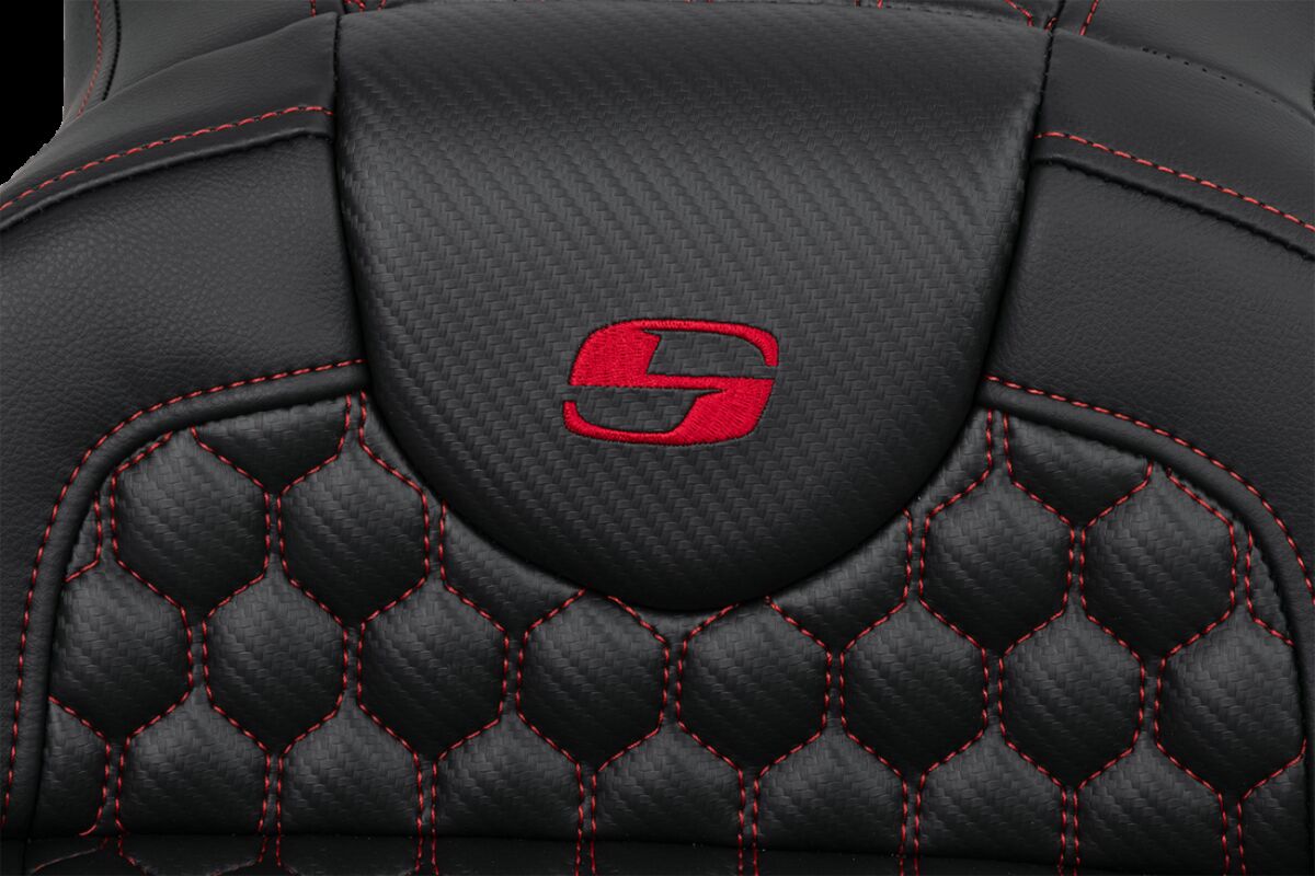 SADDLEMEN RoadSofaT Seat - Honeycomb - Red Stitch - without Backrest 808-07B-19004