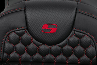 SADDLEMEN RoadSofaT Seat - Honeycomb - Red Stitch - without Backrest 808-07B-19004