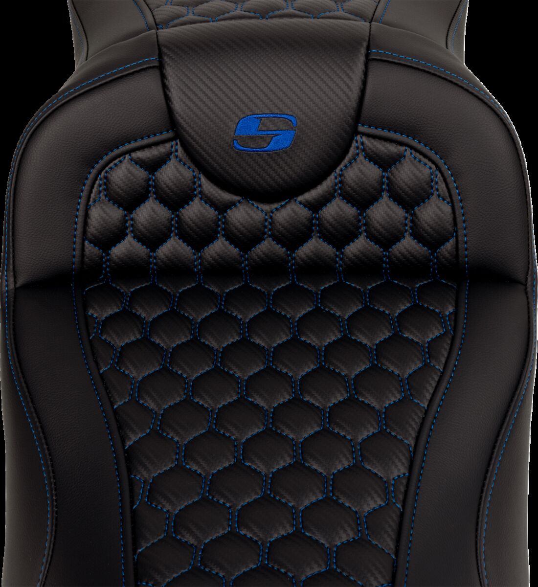 SADDLEMEN RoadSofaT Seat - Honeycomb - Blue Stitch - without Backrest 808-07B-19001