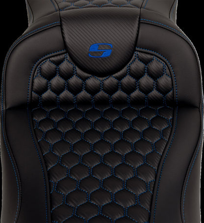 SADDLEMEN RoadSofaT Seat - Honeycomb - Blue Stitch - without Backrest 808-07B-19001