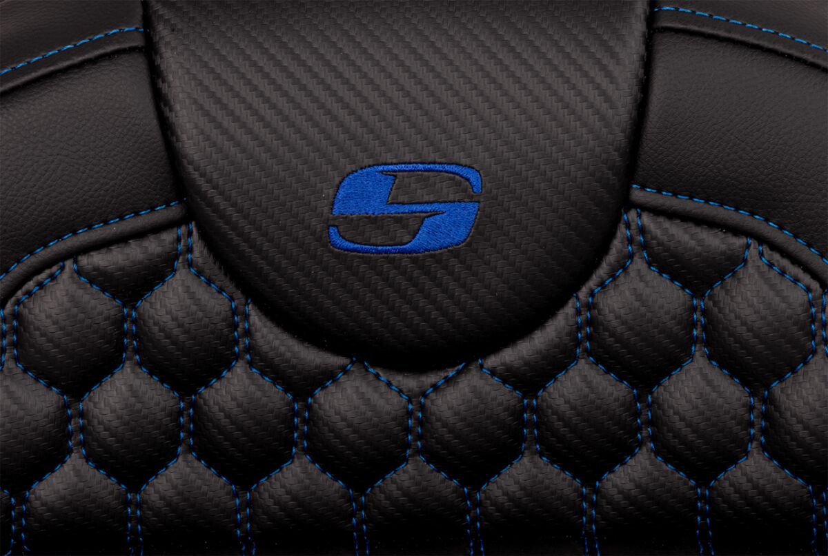 SADDLEMEN RoadSofaT Seat - Honeycomb - Blue Stitch - without Backrest 808-07B-19001