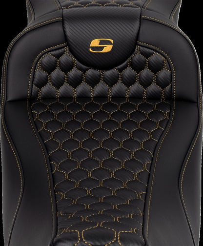 SADDLEMEN RoadSofaT Seat - Honeycomb - Gold Stitch - without Backrest 808-07B-19007