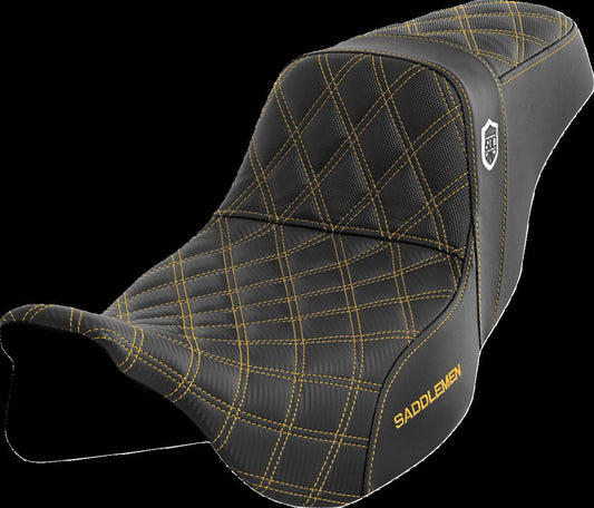 SADDLEMEN Pro Series SDC Performance Seat - without Backrest - Gold Stitch SC80807GOL