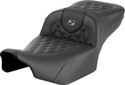 SADDLEMEN RoadSofaT Seat - without Backrest - Lattice Stitch - Gray Stitch - Extended 823-07-18402