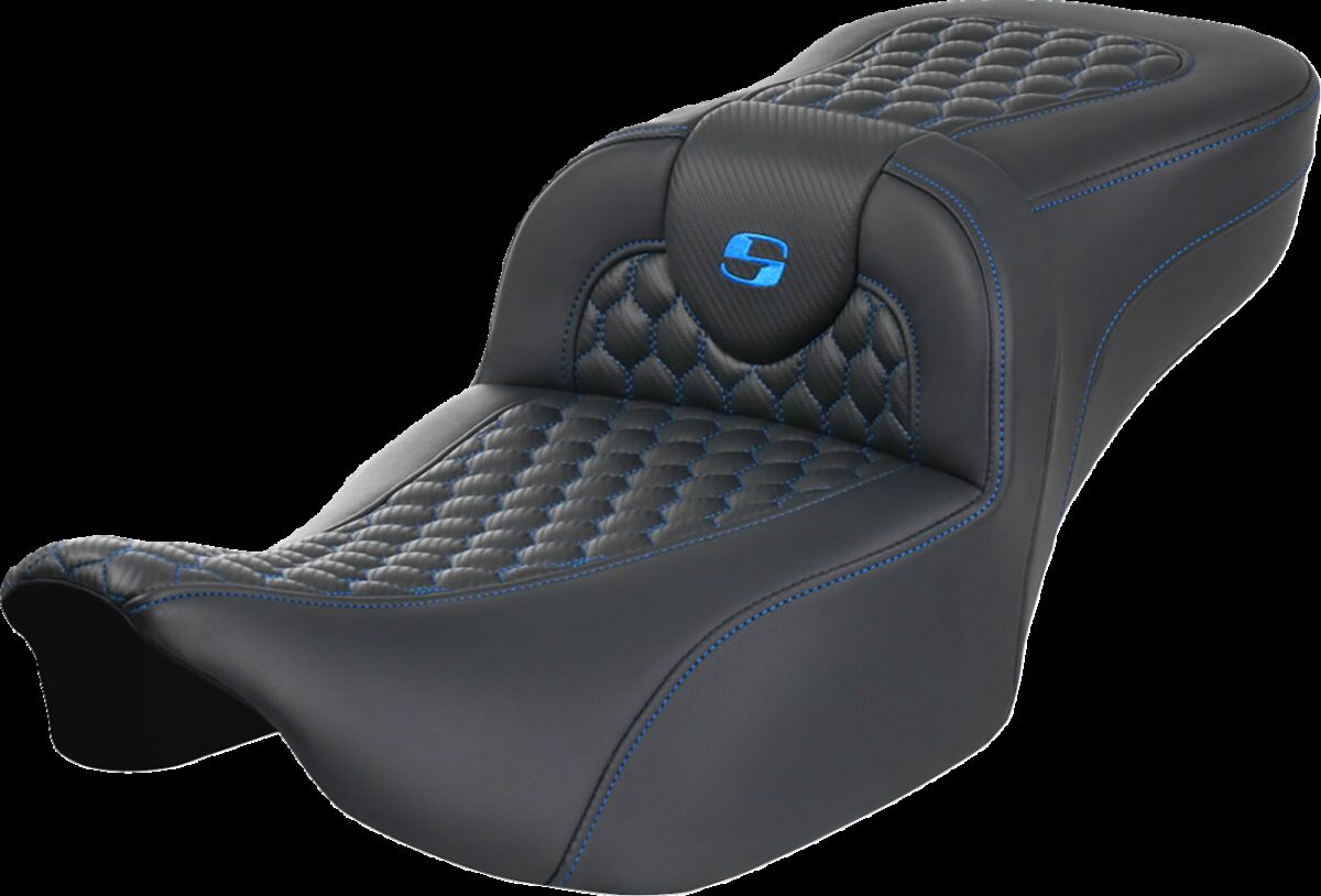 SADDLEMEN RoadSofaT Seat - without Backrest - Blue Stitch - Extended 823-07-19001