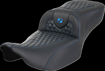 SADDLEMEN RoadSofaT Seat - without Backrest - Blue Stitch - Extended 823-07-19001