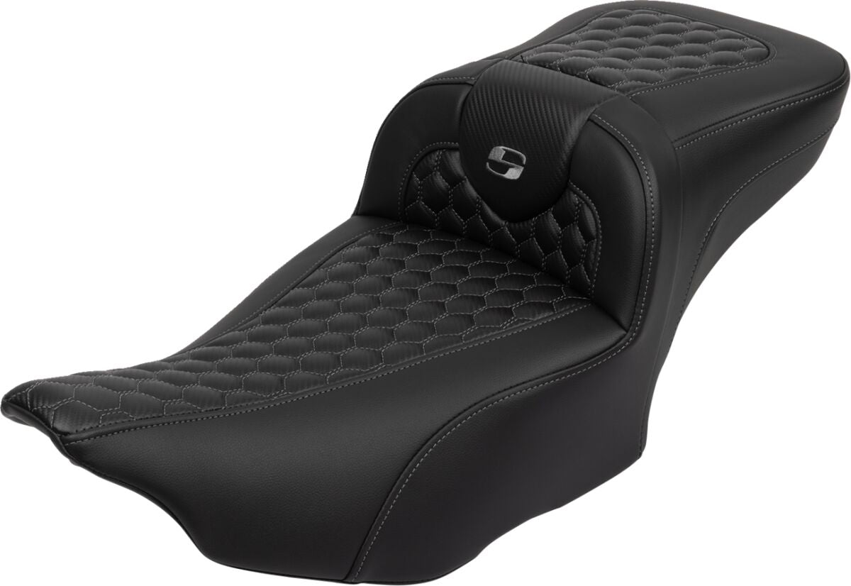 SADDLEMEN RoadSofaT Seat - with Backrest - Gray Stitch - Extended 823-07-190B2