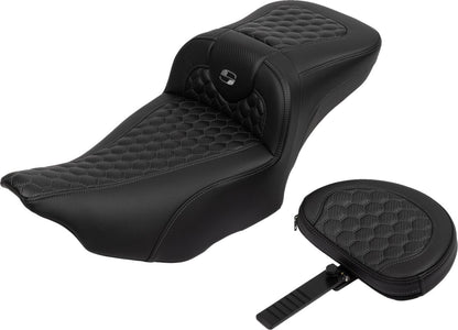 SADDLEMEN RoadSofaT Seat - with Backrest - Gray Stitch - Extended 823-07-190B2
