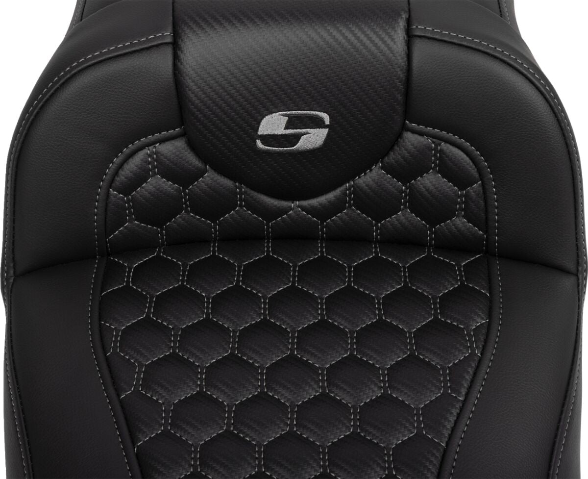 SADDLEMEN RoadSofaT Seat - with Backrest - Gray Stitch - Extended 823-07-190B2
