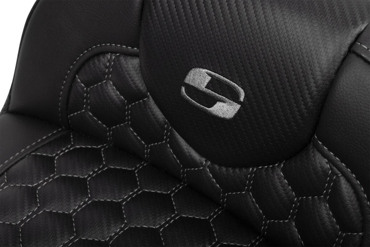 SADDLEMEN RoadSofaT Seat - with Backrest - Gray Stitch - Extended 823-07-190B2