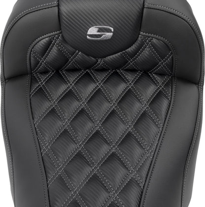 SADDLEMEN RoadSofaT Seat - without Backrest - Carbon Fiber - Gray Stitch 823-07-20602