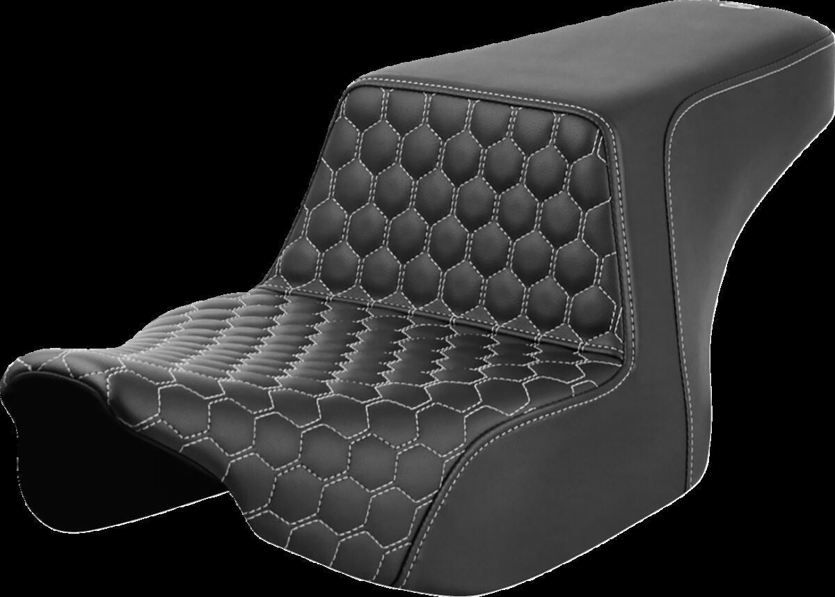 SADDLEMEN Step-Up Seat - Front Honeycomb - Silver Stitching 823-07-17705