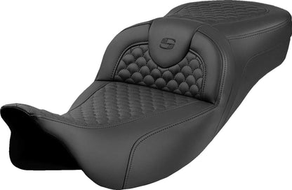SADDLEMEN RoadsofaT Extended Reach Seat - Dragon Scale Stitch - Black Stitch - w/o Backrest 808-07B-20900