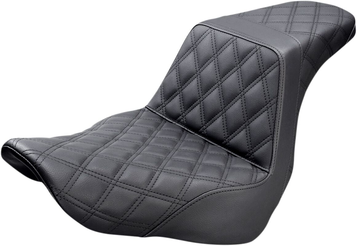 SADDLEMEN SEAT STEP UP LS FRONT W/PASSENGER LATTICE BLACK 818-29-175