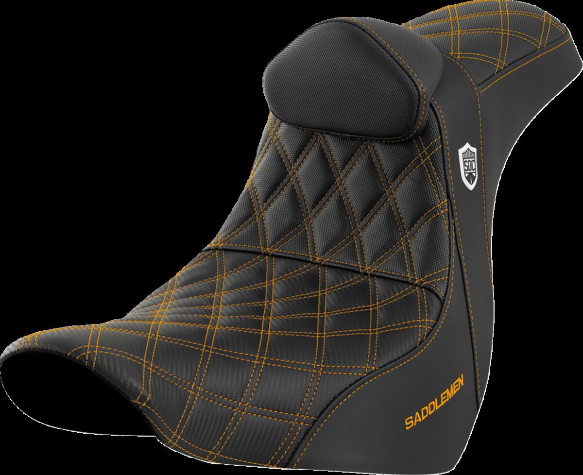 SADDLEMEN SEAT SDC PERF GRIPPER W/BR GOLD STITCH SC81829GOLRT