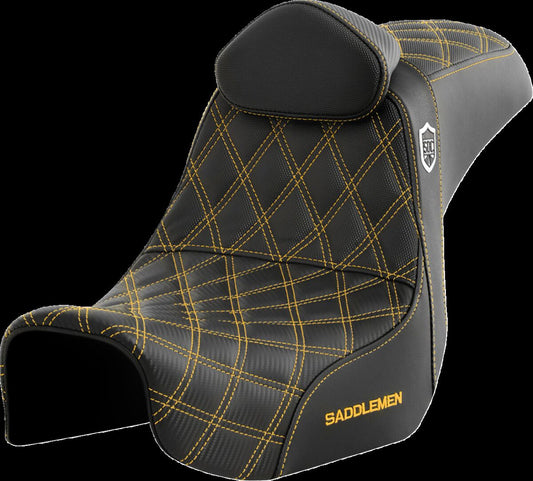 SADDLEMEN Pro Series SDC Performance Seat - with Backrest - Gold Stitch SC80604GOLRT