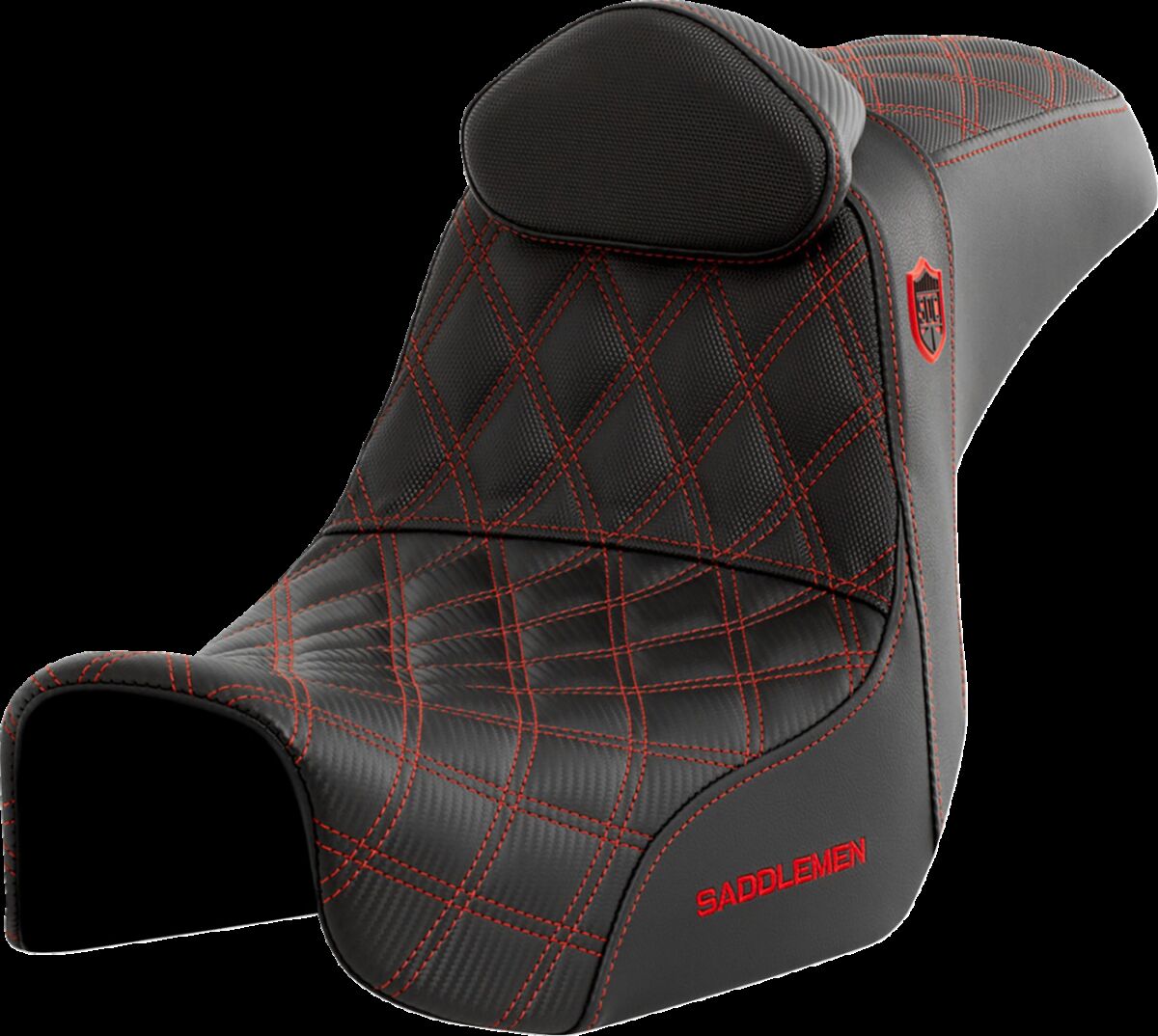 SADDLEMEN Pro Series SDC Performance Seat - with Backrest - Red Stitch SC80604REDRT
